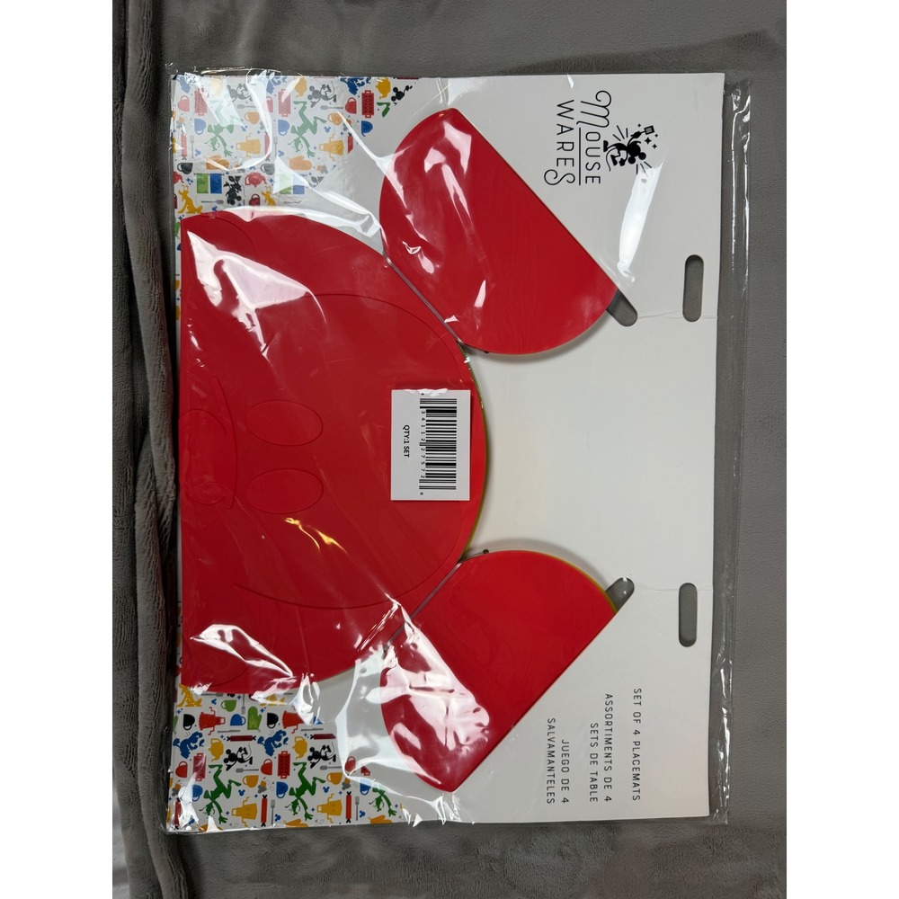 Disney Mouse Wares Set of 4 Silicone Placemats Red Blue Green Yellow New